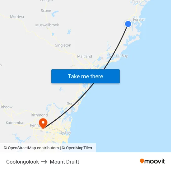 Coolongolook to Mount Druitt map