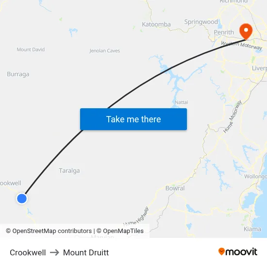 Crookwell to Mount Druitt map