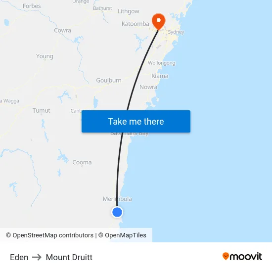 Eden to Mount Druitt map