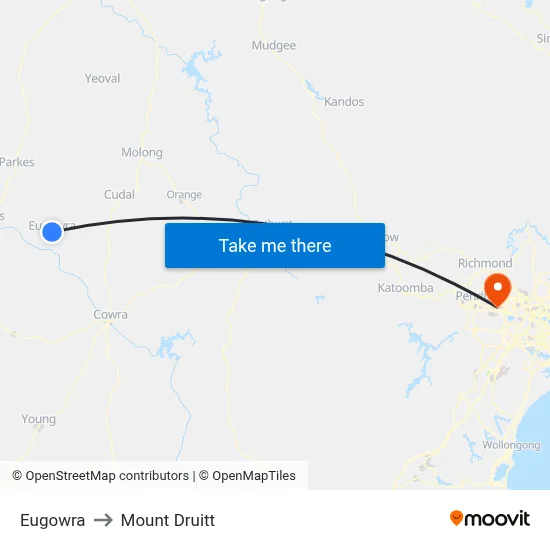 Eugowra to Mount Druitt map