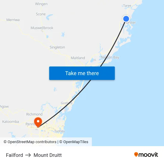 Failford to Mount Druitt map