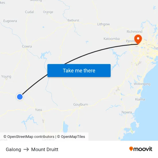 Galong to Mount Druitt map