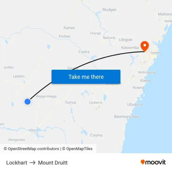 Lockhart to Mount Druitt map