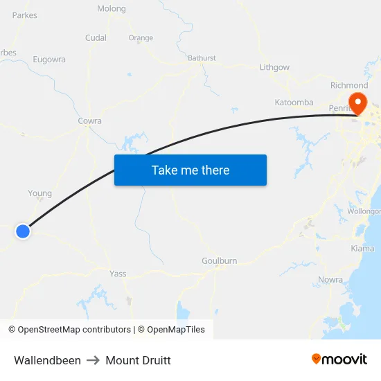 Wallendbeen to Mount Druitt map