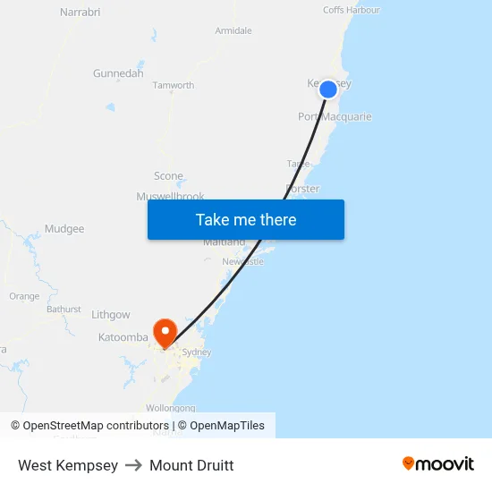 West Kempsey to Mount Druitt map