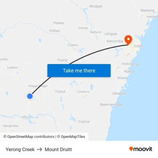 Yerong Creek to Mount Druitt map