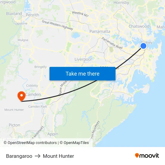 Barangaroo to Mount Hunter map