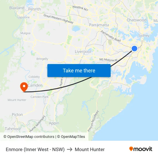 Enmore (Inner West - NSW) to Mount Hunter map