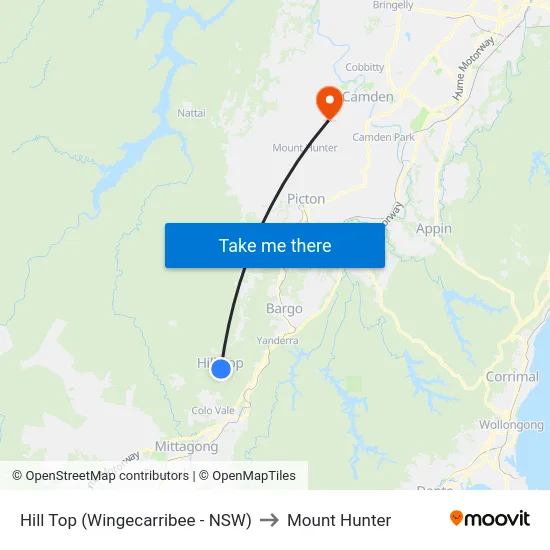 Hill Top (Wingecarribee - NSW) to Mount Hunter map
