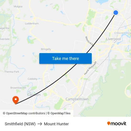 Smithfield (NSW) to Mount Hunter map