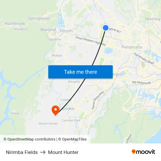 Nirimba Fields to Mount Hunter map