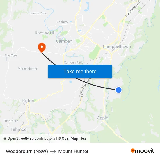 Wedderburn (NSW) to Mount Hunter map