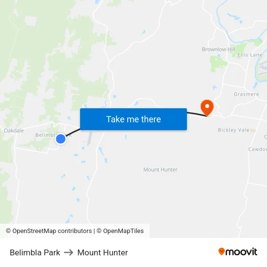 Belimbla Park to Mount Hunter map