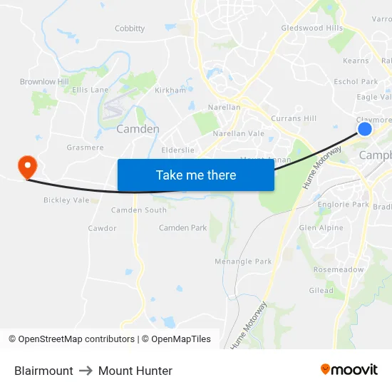 Blairmount to Mount Hunter map