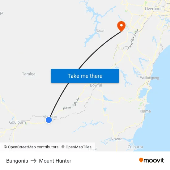 Bungonia to Mount Hunter map