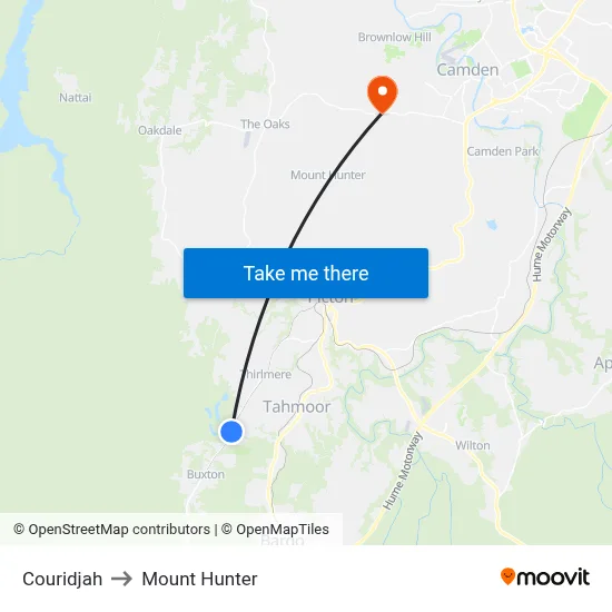 Couridjah to Mount Hunter map