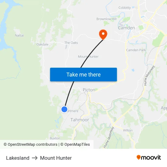 Lakesland to Mount Hunter map