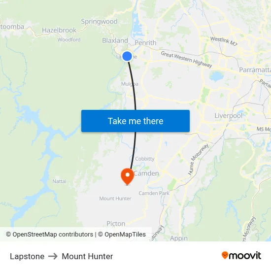 Lapstone to Mount Hunter map