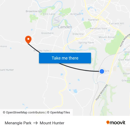 Menangle Park to Mount Hunter map
