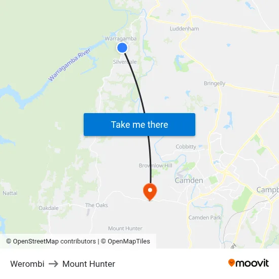 Werombi to Mount Hunter map