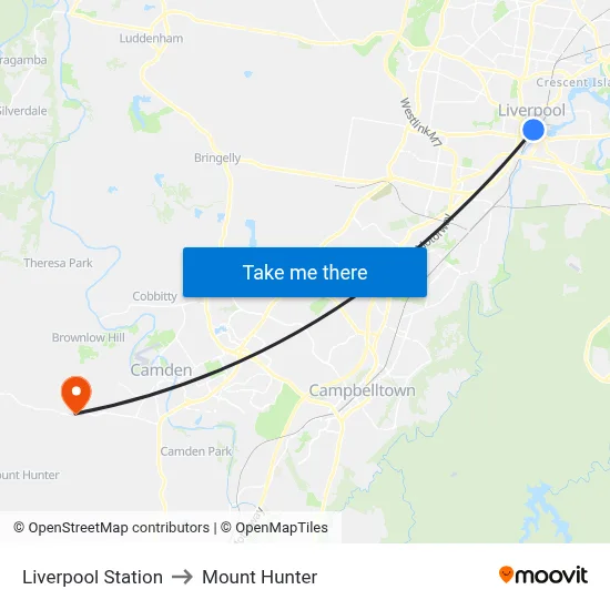 Liverpool Station to Mount Hunter map