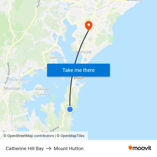 Catherine Hill Bay to Mount Hutton map