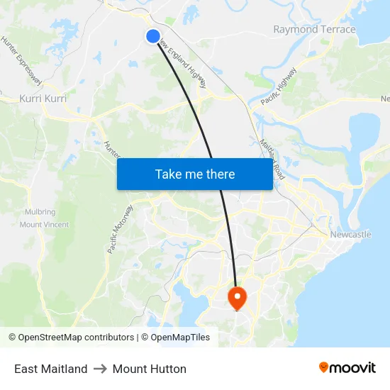 East Maitland to Mount Hutton map