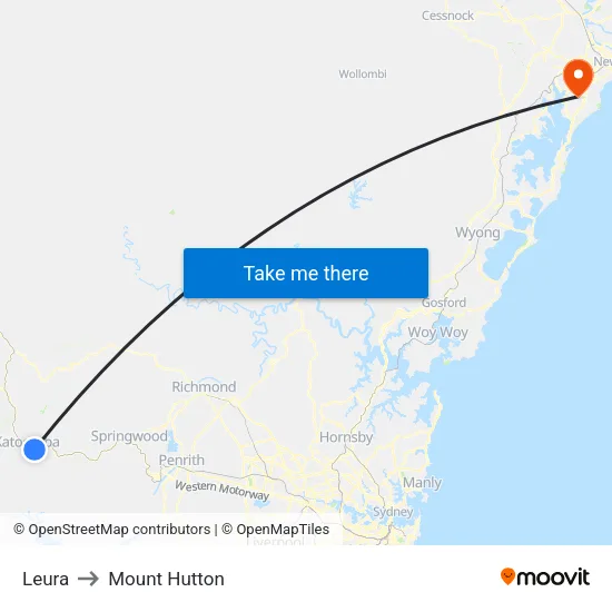 Leura to Mount Hutton map