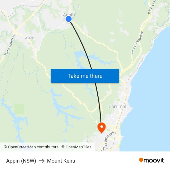 Appin (NSW) to Mount Keira map
