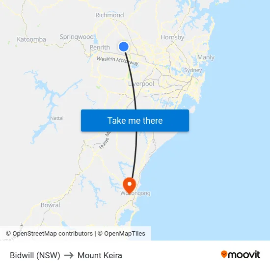 Bidwill (NSW) to Mount Keira map