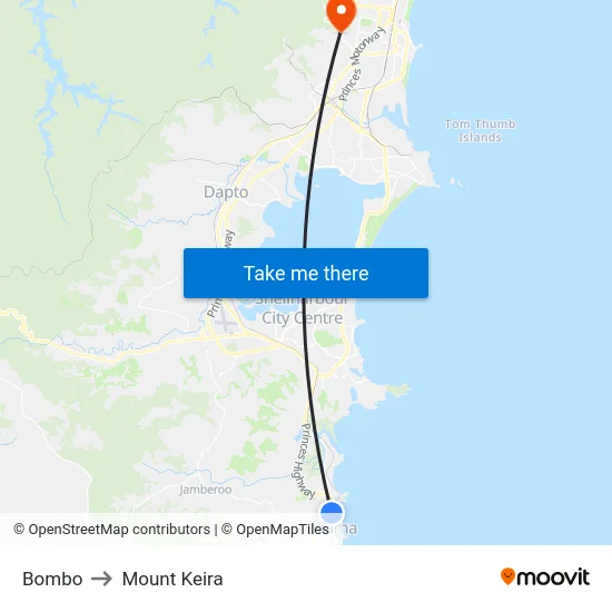 Bombo to Mount Keira map