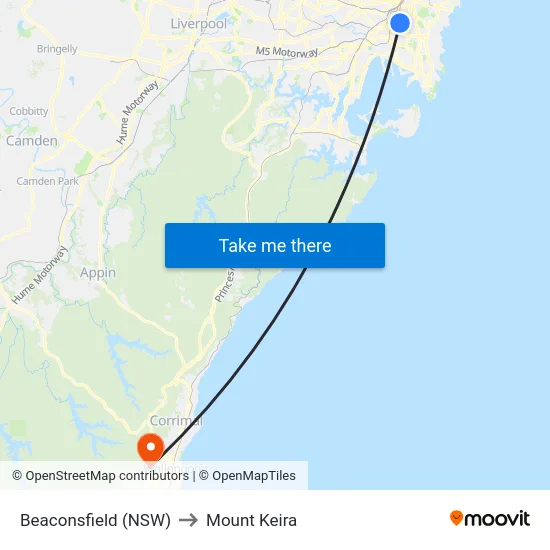 Beaconsfield (NSW) to Mount Keira map