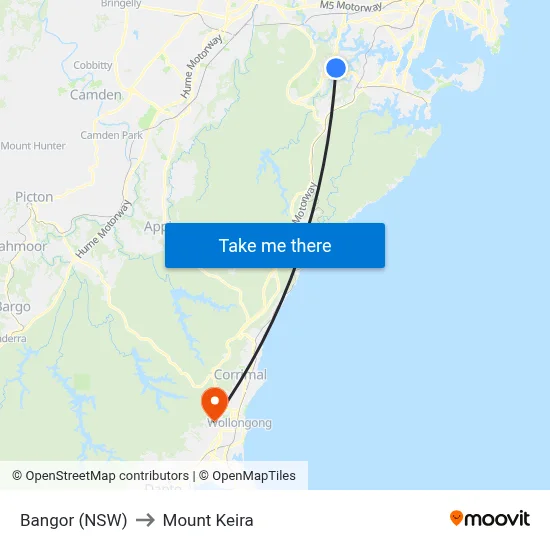 Bangor (NSW) to Mount Keira map