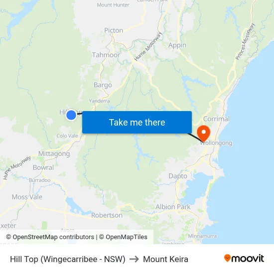 Hill Top (Wingecarribee - NSW) to Mount Keira map