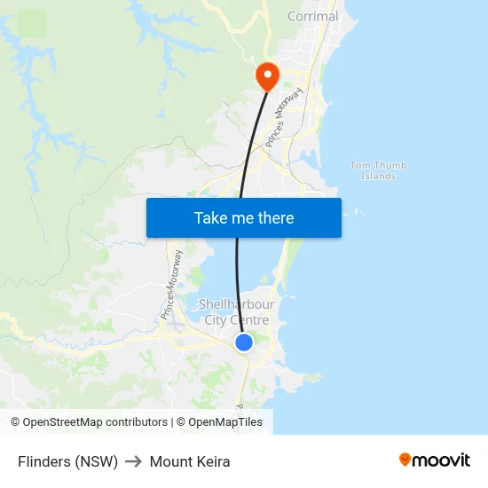 Flinders (NSW) to Mount Keira map