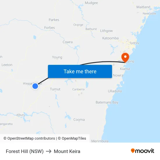 Forest Hill (NSW) to Mount Keira map