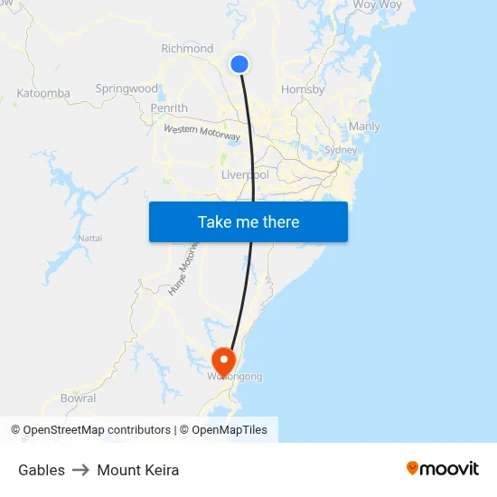 Gables to Mount Keira map