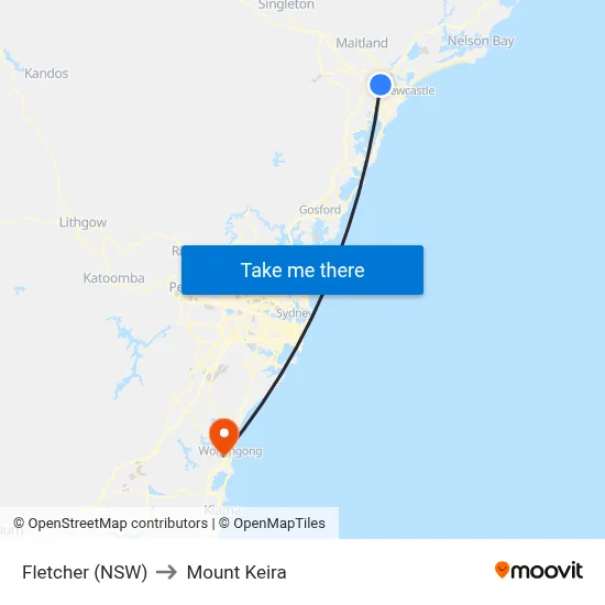 Fletcher (NSW) to Mount Keira map