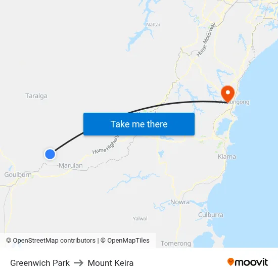 Greenwich Park to Mount Keira map