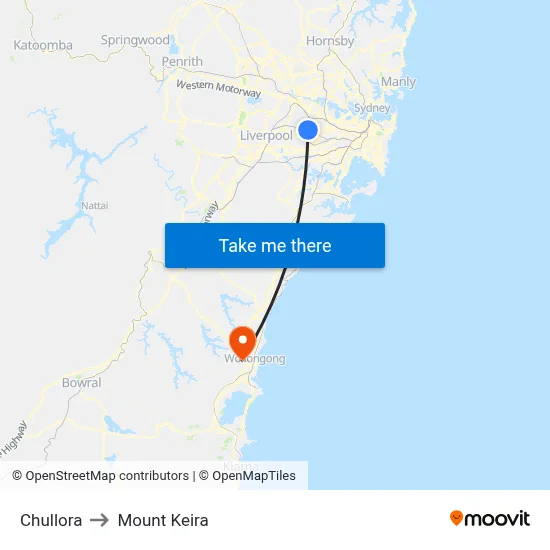 Chullora to Mount Keira map