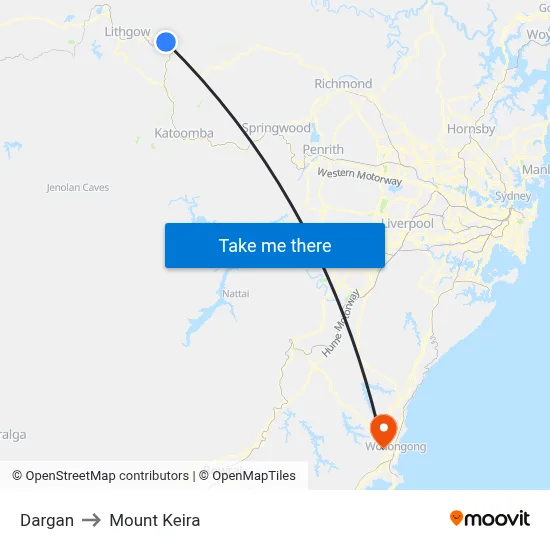 Dargan to Mount Keira map