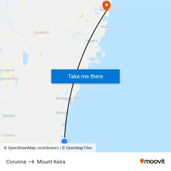 Corunna to Mount Keira map