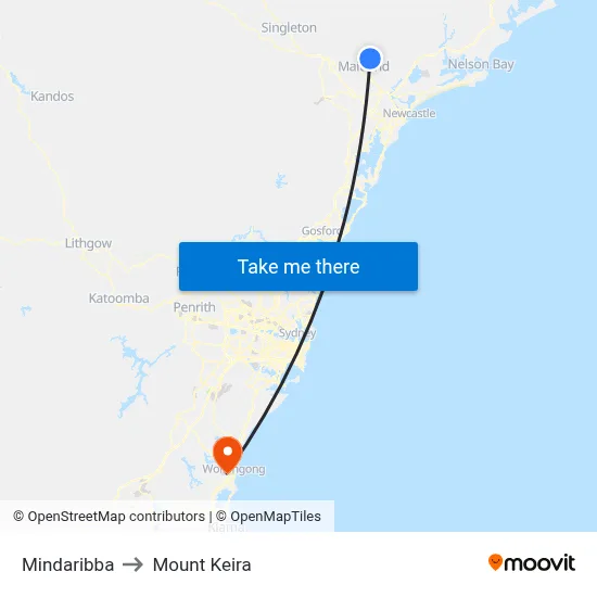 Mindaribba to Mount Keira map