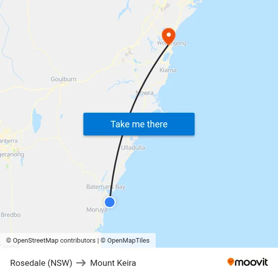 Rosedale (NSW) to Mount Keira map