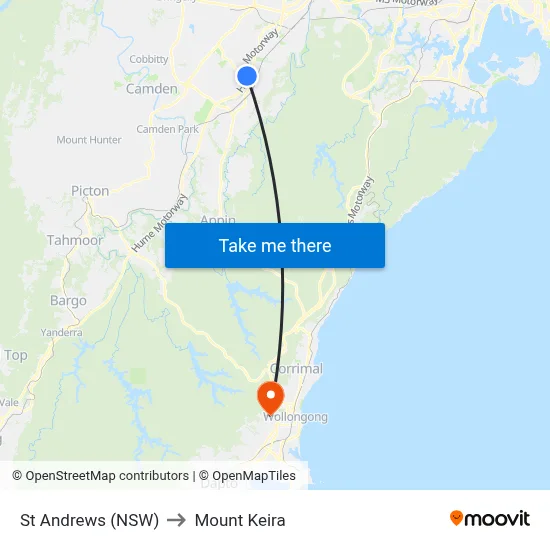 St Andrews (NSW) to Mount Keira map
