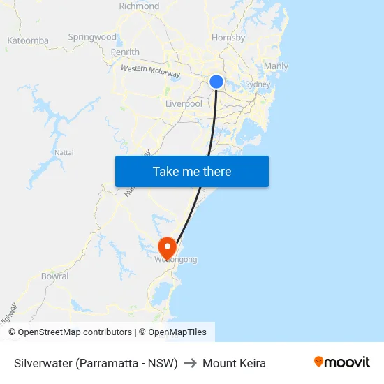Silverwater (Parramatta - NSW) to Mount Keira map