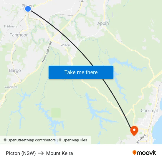 Picton (NSW) to Mount Keira map
