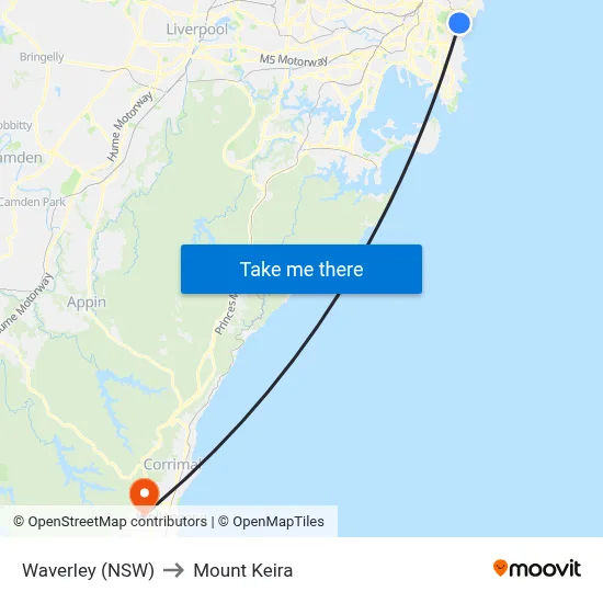Waverley (NSW) to Mount Keira map