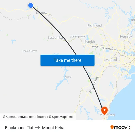 Blackmans Flat to Mount Keira map