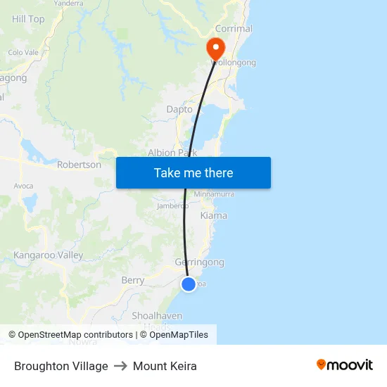 Broughton Village to Mount Keira map